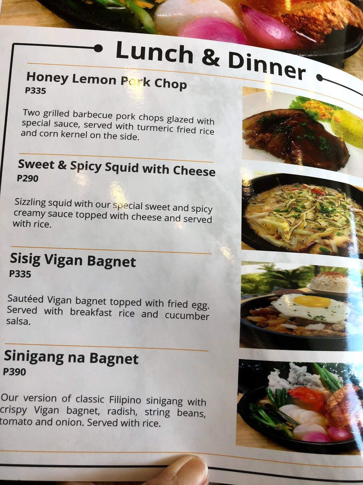 Menu At The Morning After Restaurant, Muntinlupa