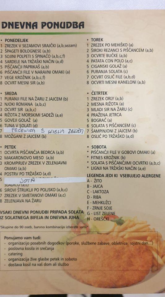 Menu di Restavracija Nigra 