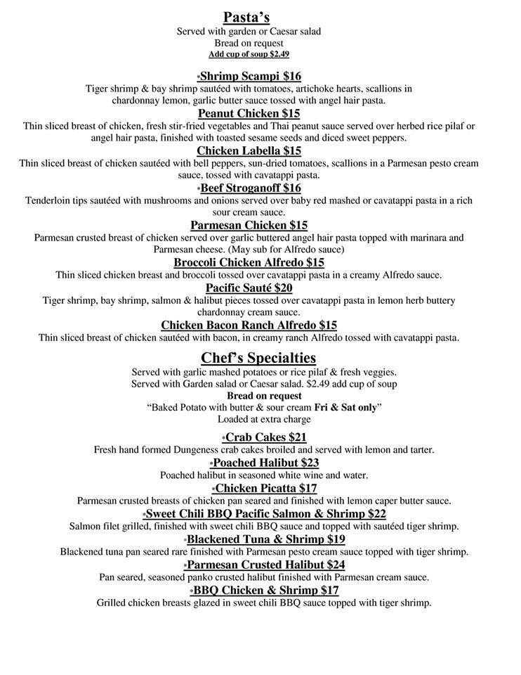 Menu at Teri's Restaurant, Longview