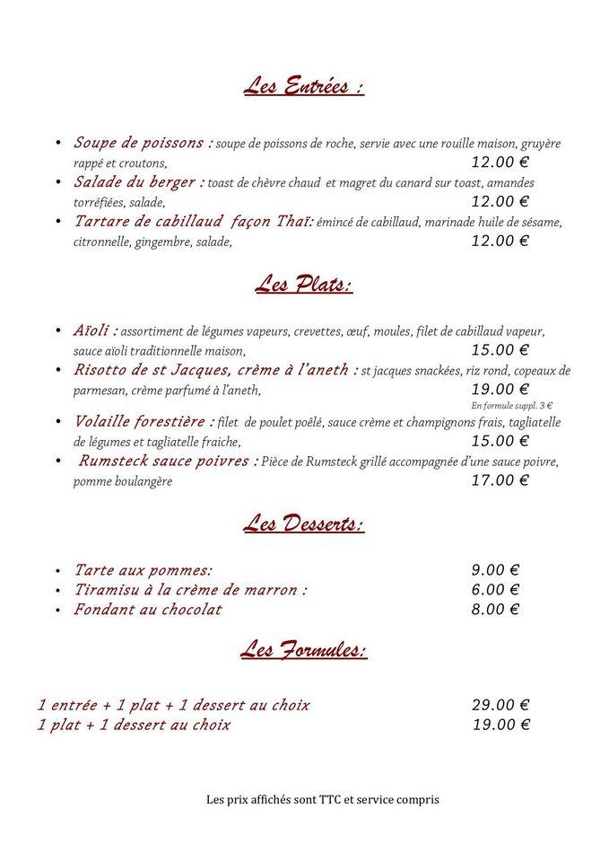 Menu au LA CARAVELLE BANDOL restaurant, Bandol, 43 Quai Charles de Gaulle