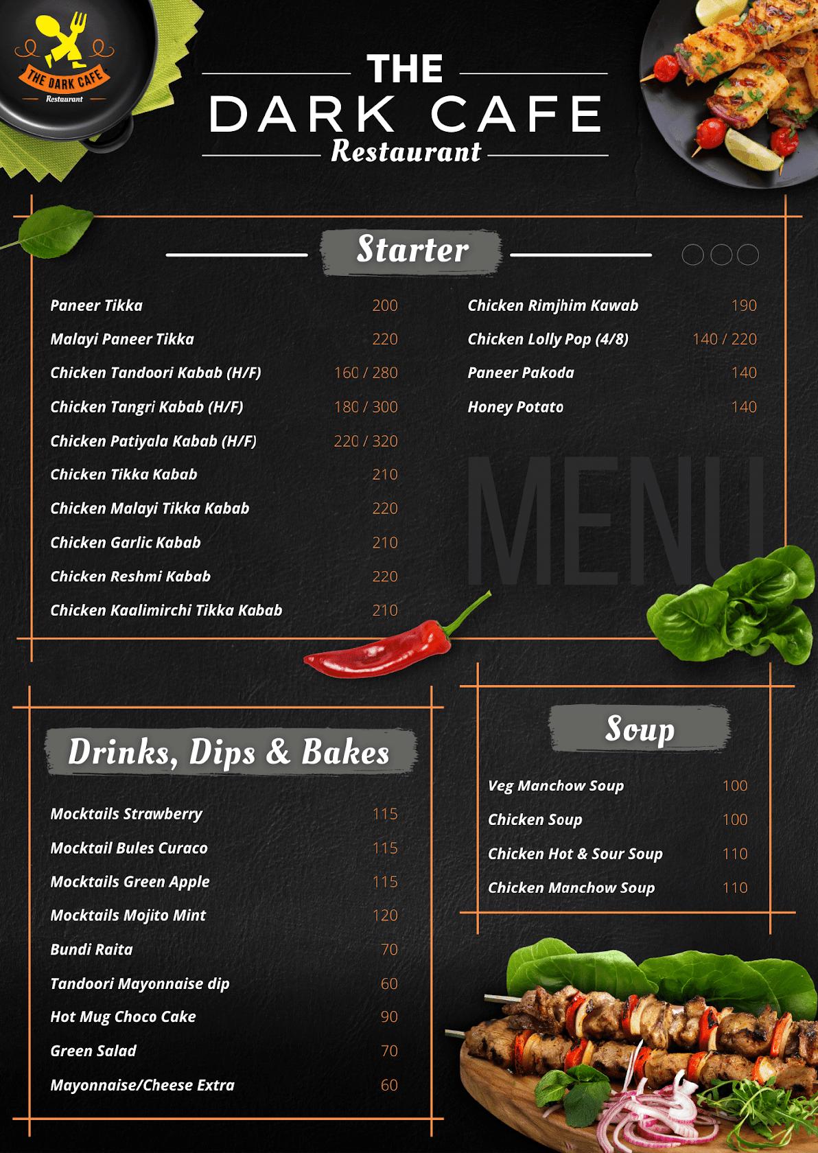 Menu At The Dark Cafe Restaurant Patna