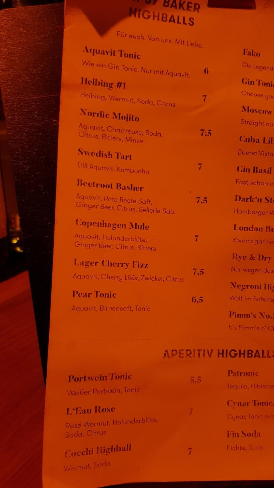 Speisekarte von Tipsy Baker Bar Hamburg, Hamburg