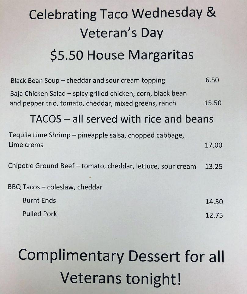 Menu at Red House restaurant, Deep River