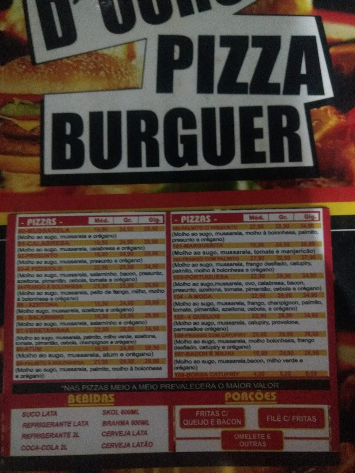 Menu Em D Ouro Pizza Burguer Restaurante Vespasiano