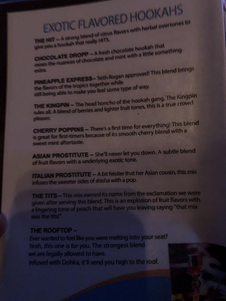Carta del pub y bar Hookah Matata, West Chester