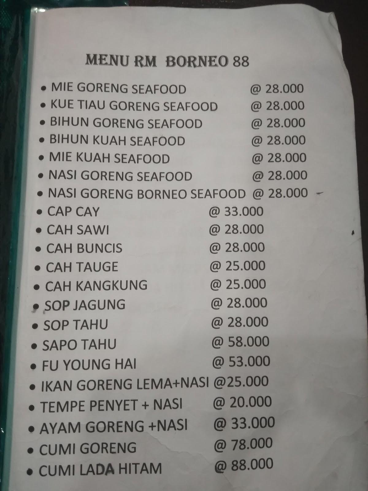 Menu At Rm Borneo 88 Restaurant Timika