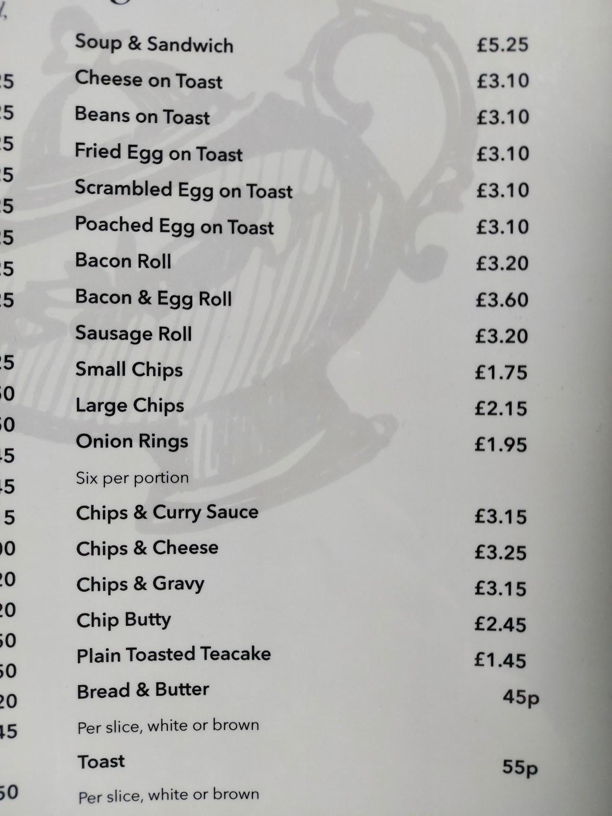 Menu at Marian's cafe, Workington
