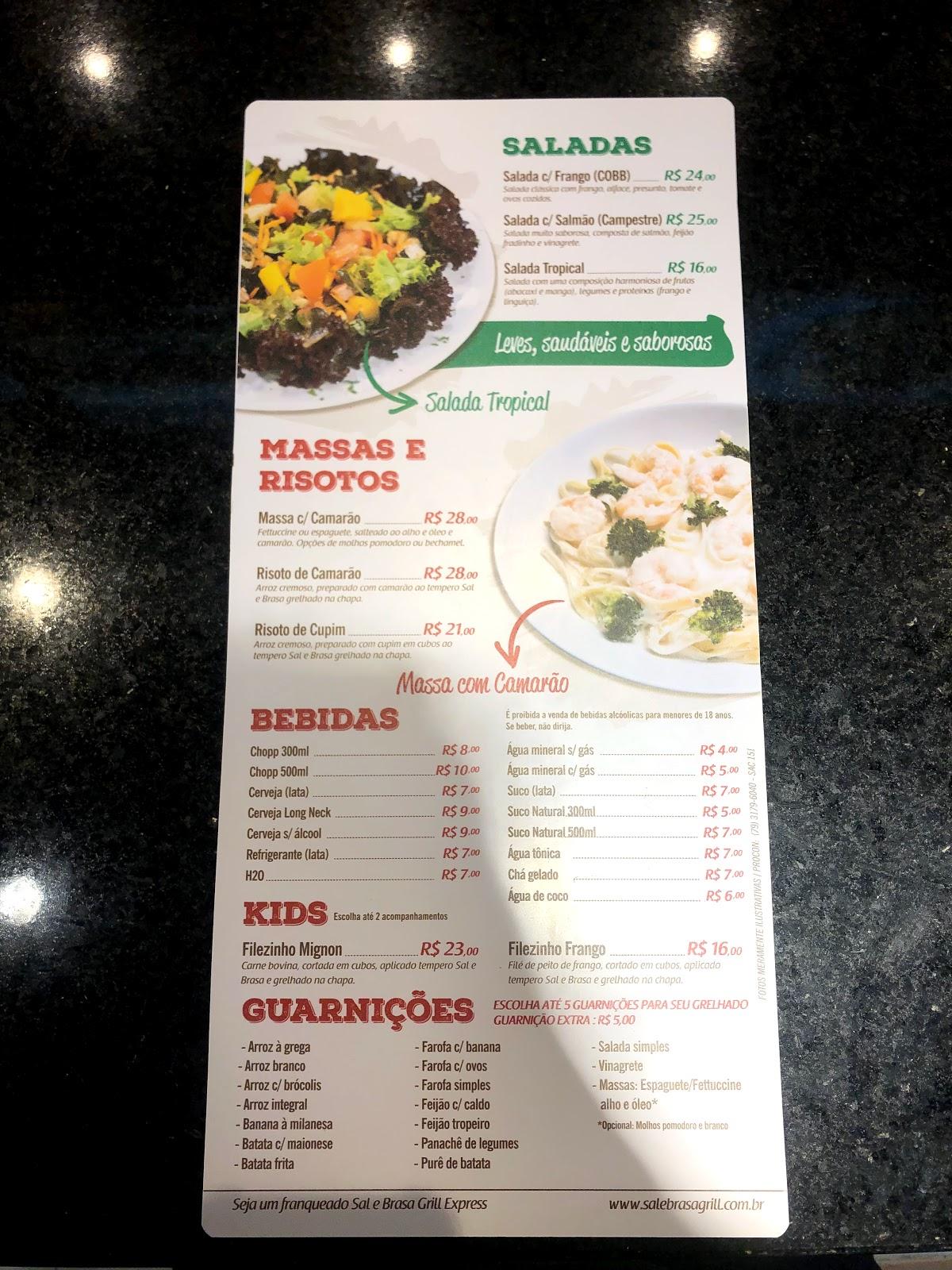 Menu At Sal E Brasa Grill Express Shopping Pr mio Restaurant Aracaju