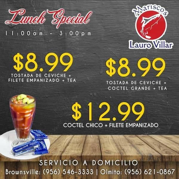 Menu of Mariscos Lauro Villar Olmito restaurant, Brownsville, North Street  77 - reviews and ratings