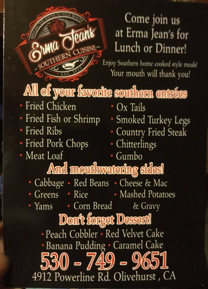Carta del postres ERMA JEAN'S Southern Cuisine and Catering, Olivehurst