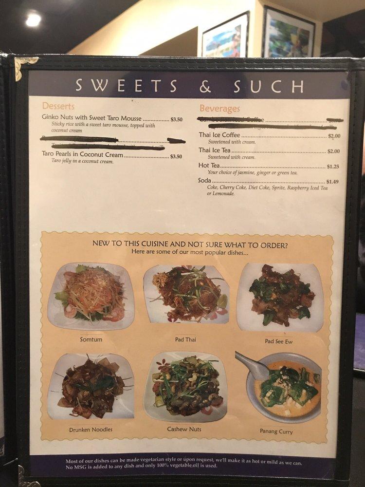 Menu at Cambodian Thai restaurant, South Bend