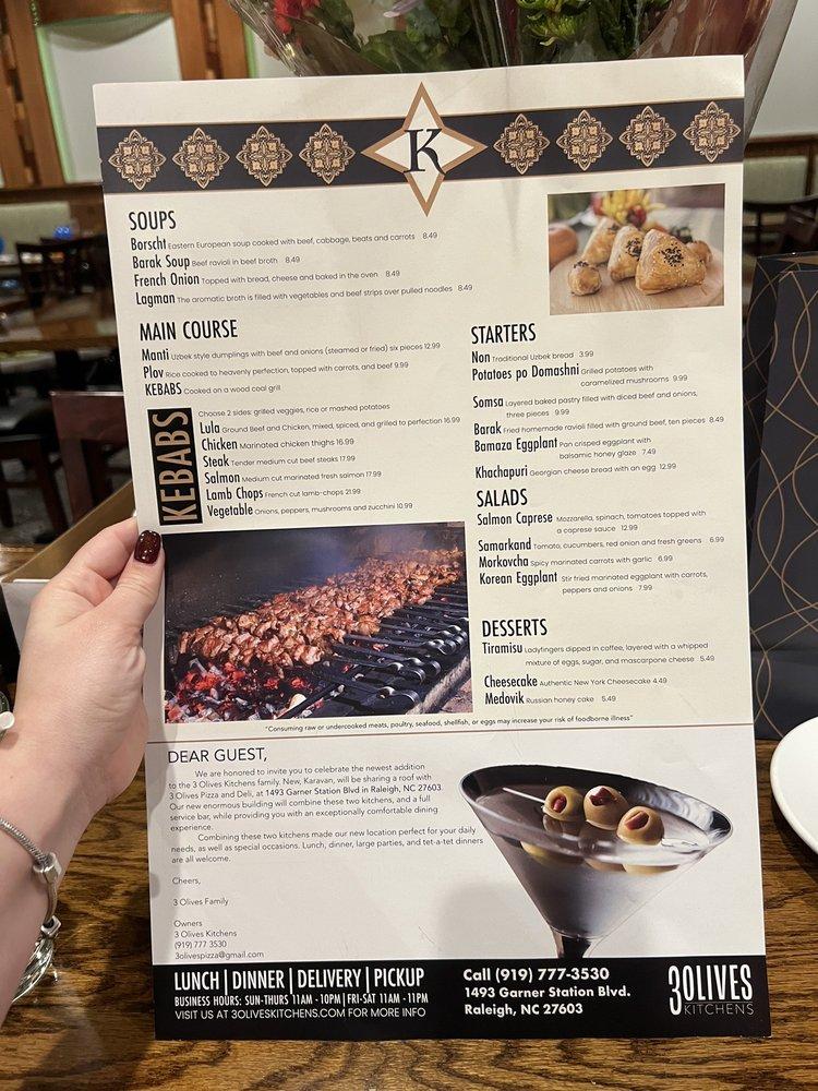 Menu at Karavan by 3 Olives pizzeria, Raleigh
