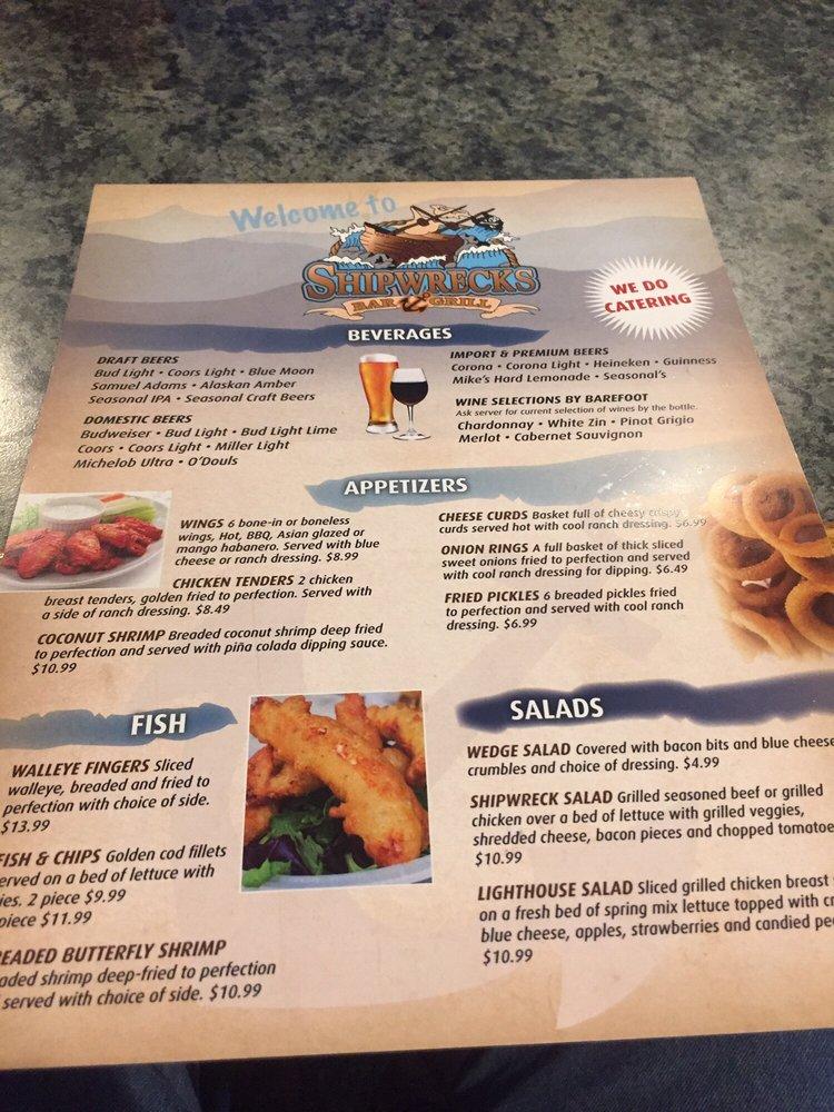 Menu at Shipwrecks Bar & Grill, Rapid City