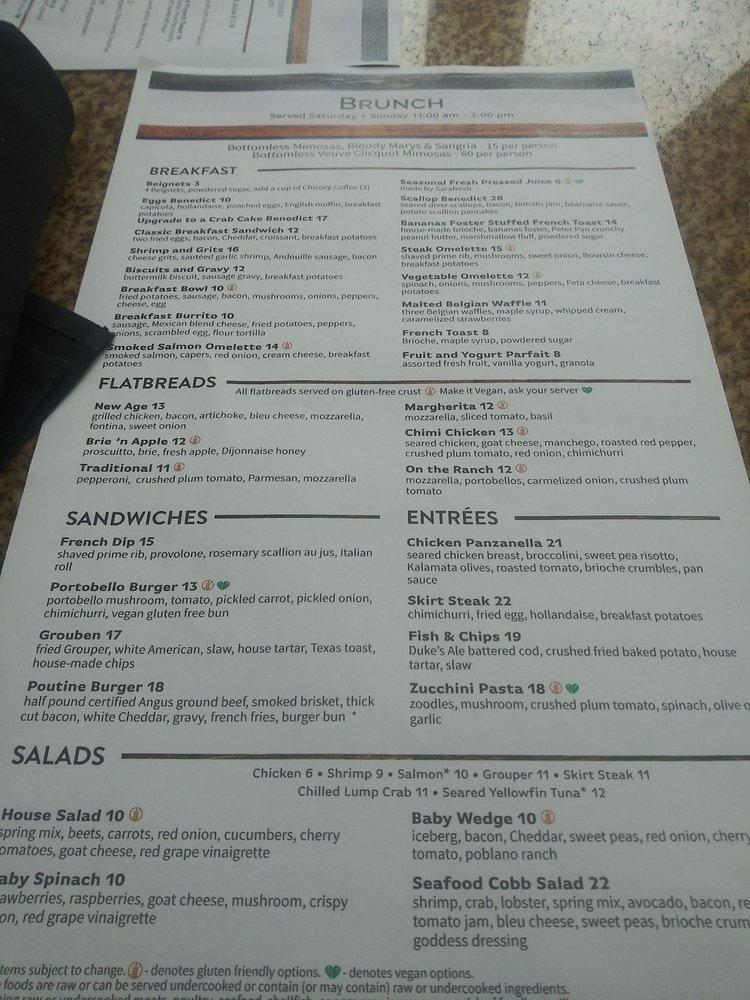 Menu at GROVE restaurant, Lakewood Ranch