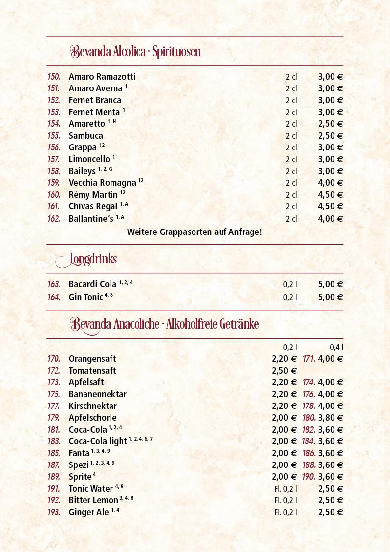 Speisekarte von Pane e Olio restaurant, Eisenhüttenstadt