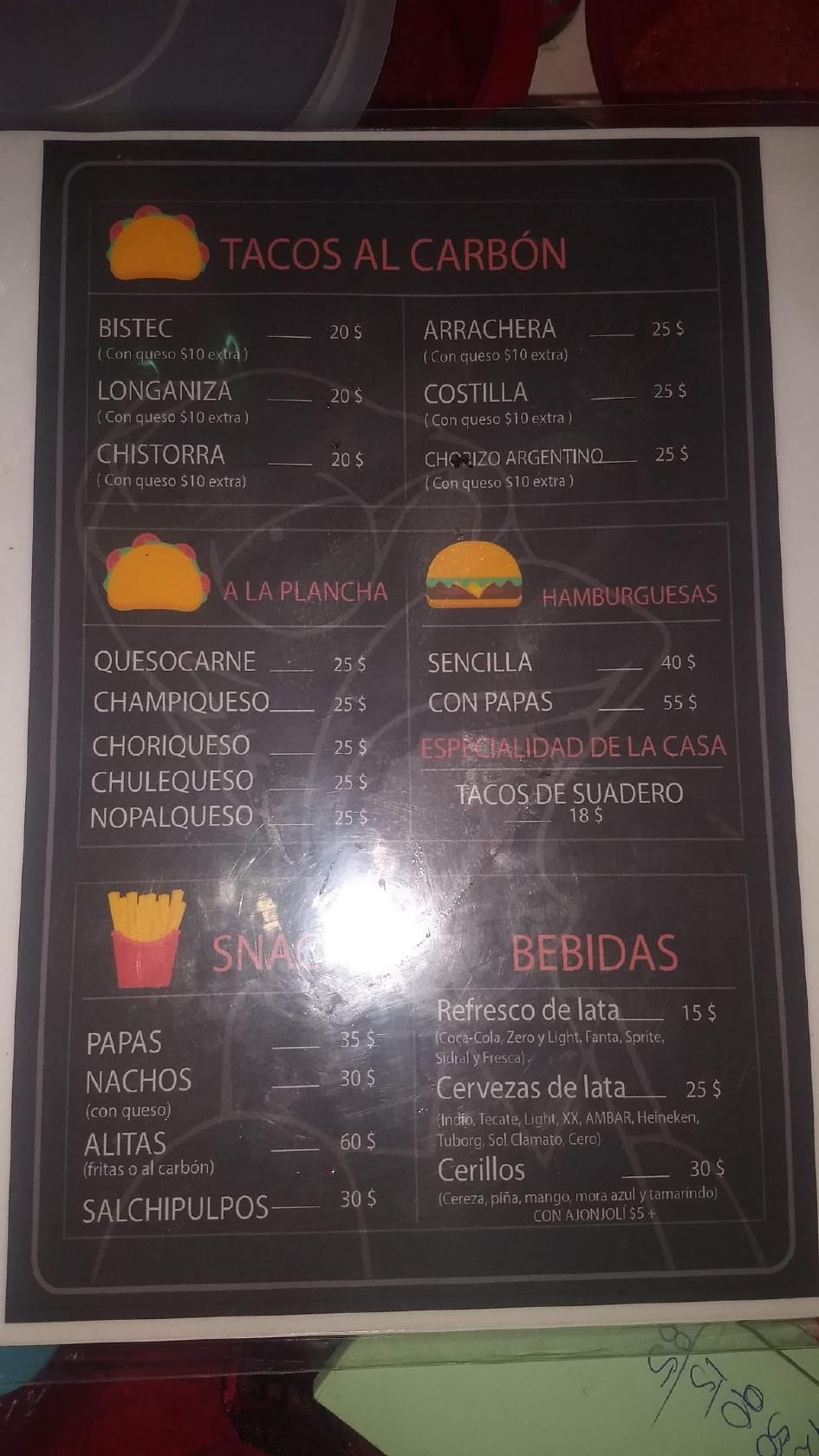 Menu At Tacos La Regadera Restaurant Mexico