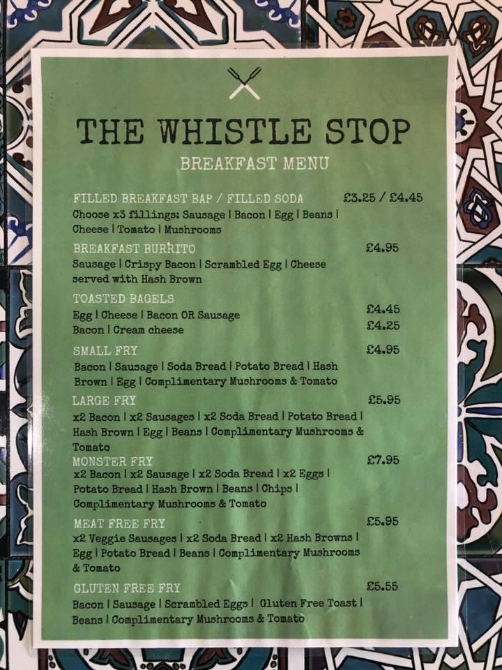 Menu at The Whistle Stop Café / Faro Pizzeria, Whitehead