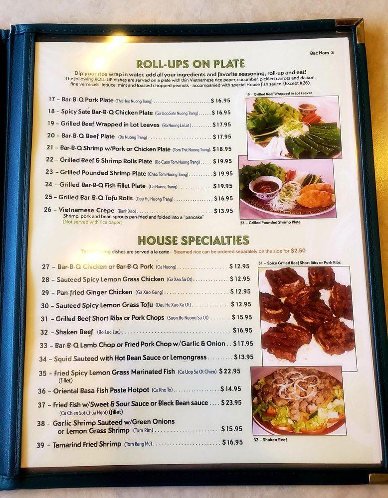Menu at Bắc Nam restaurant, Honolulu