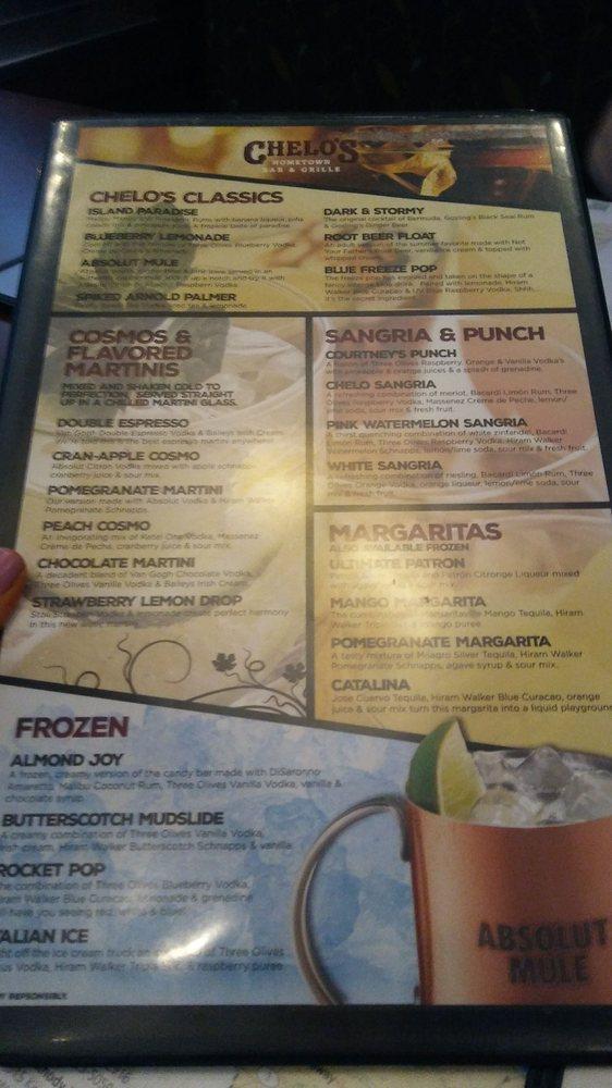 Menu at Chelo's Hometown Bar & Grille, Smithfield, 445 Putnam Pike