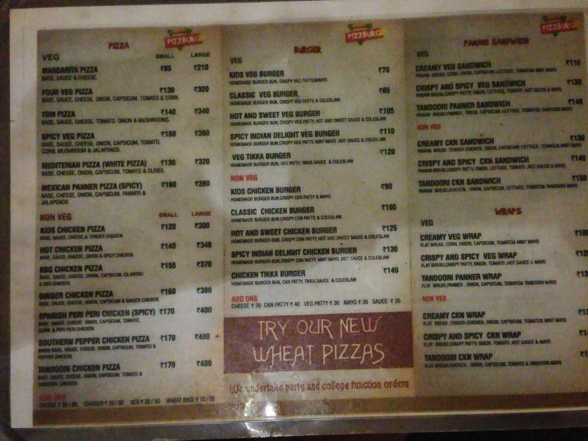 Menu at PizzBurg, Gobichettipalayam, Ground Floor