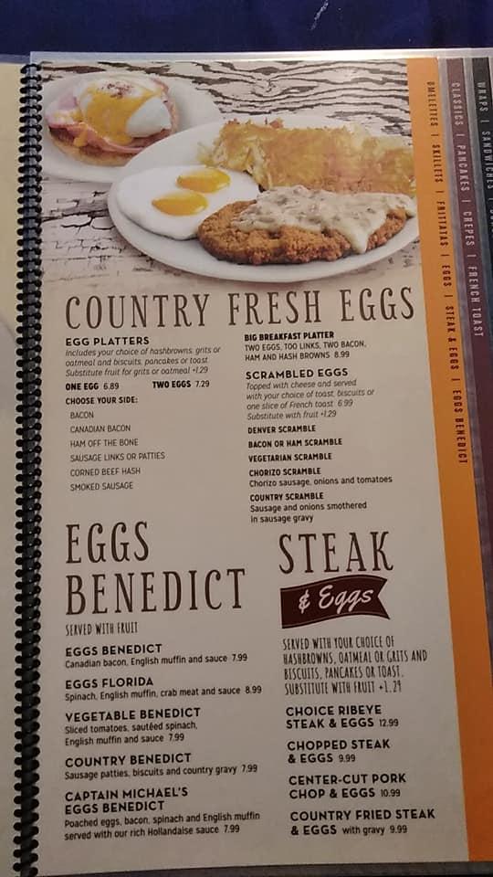 Menu at Sunrise House of Pancakes restaurant, Walkerton