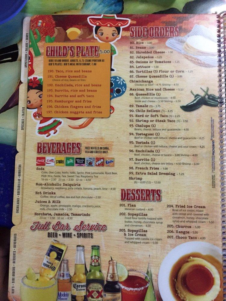 Menu at Don Tequilas restaurant, Charlotte, 430 N Cochran Ave