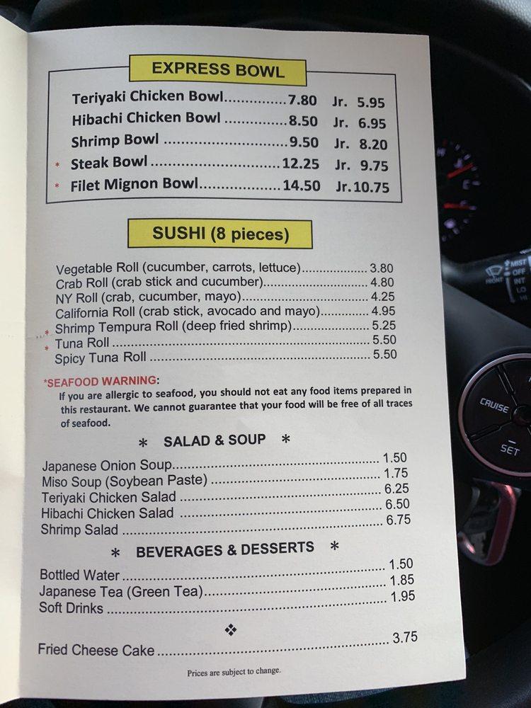 Menu at Miyabi Jr Express Tega Cay restaurant, Tega Cay