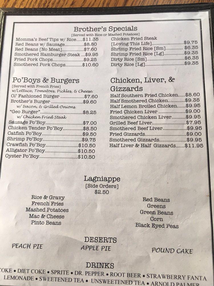 Menu at Orlandeauxs Caf restaurant, Shreveport