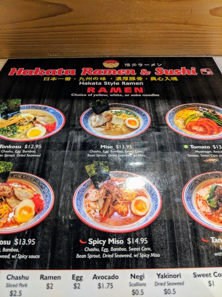 Carta del restaurante Hakata Ramen & Sushi, Waltham