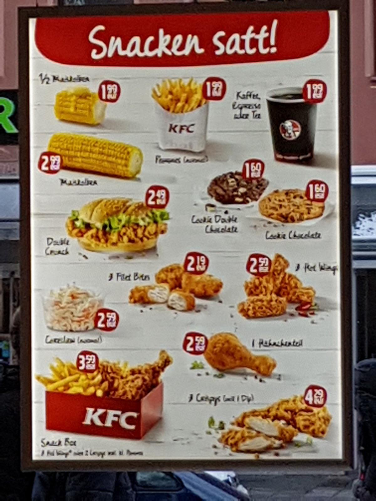 Speisekarte Von Kentucky Fried Chicken Fast Food N Rnberg Ludwigstra E