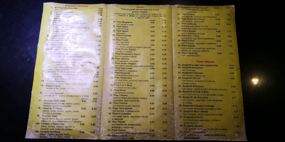 Menu em Pizzaria Pasta Fina Vila Real, Vila Real