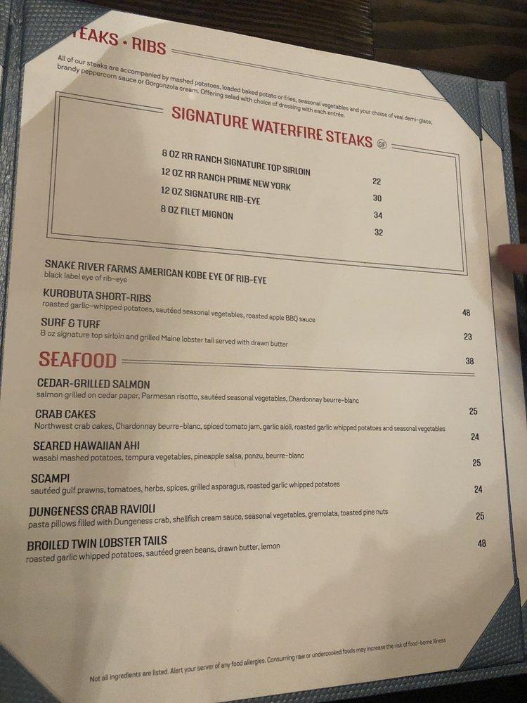 Menu at WaterFire Restaurant & Bar, Yakima