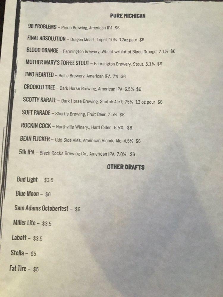 Menu at Grand Tavern Livonia pub & bar, Livonia