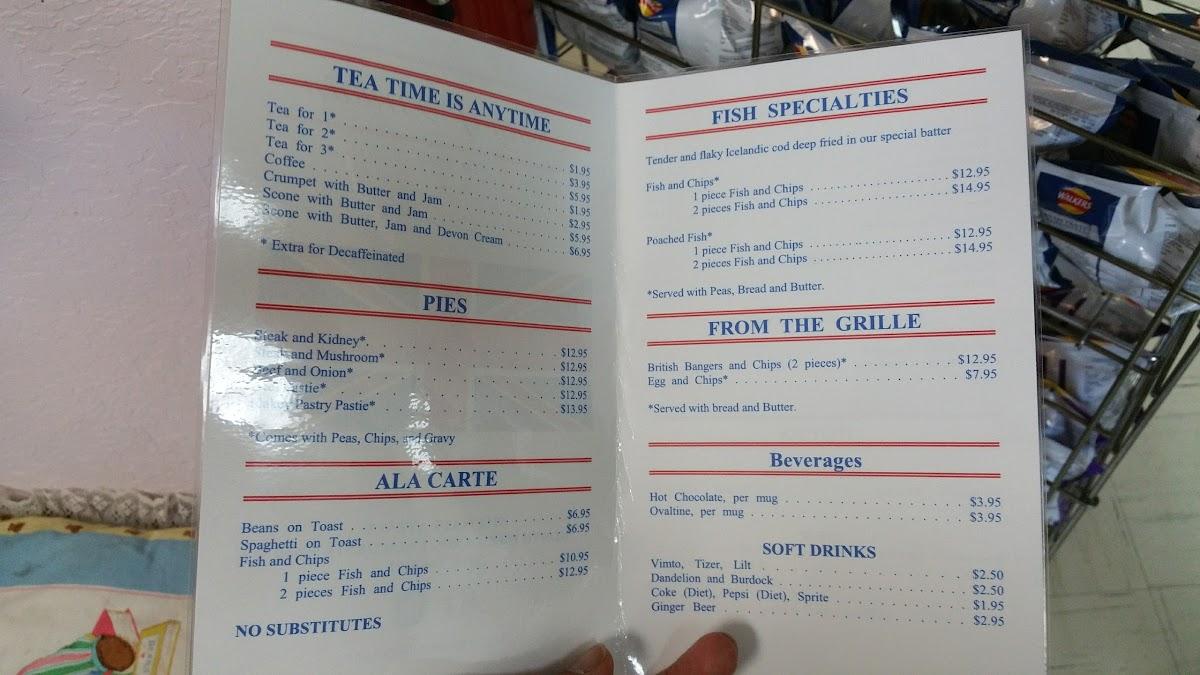 Menu at Touch of Britain restaurant, North Highlands