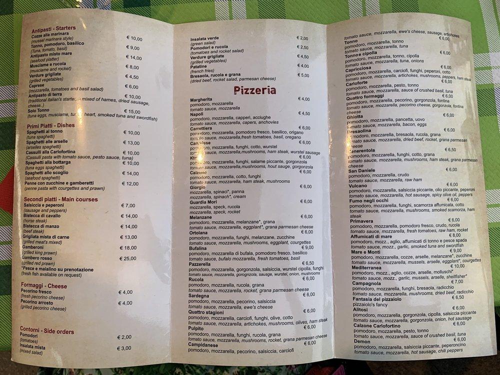Menu di Pizzeria Eos 