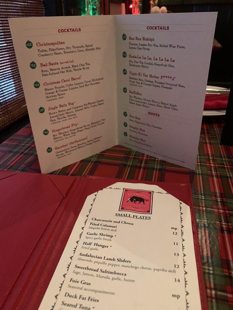 Menu at Pamplona Tapas Bar, Lafayette