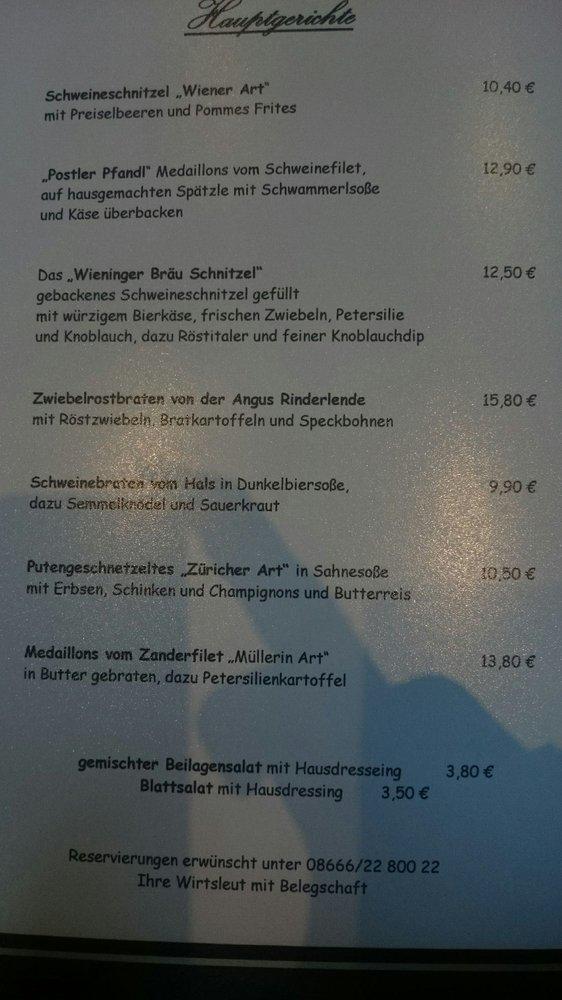 Speisekarte Von Gasthof Zur Post Restaurant, Teisendorf