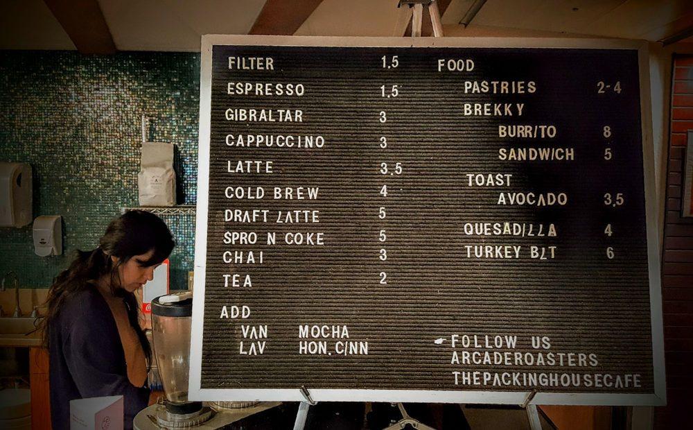 Menu at Packinghouse Cafe, Redlands