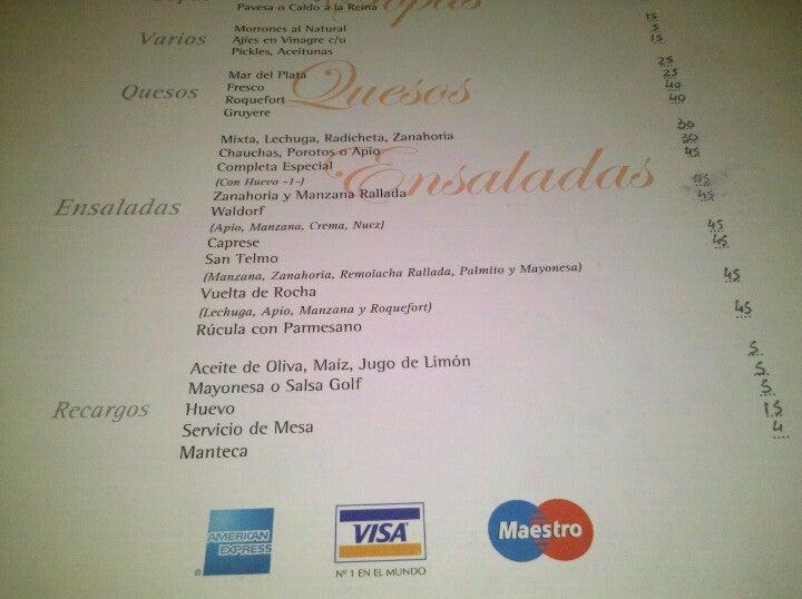 Carta del restaurante Pepito Bodegón Buenos Aires