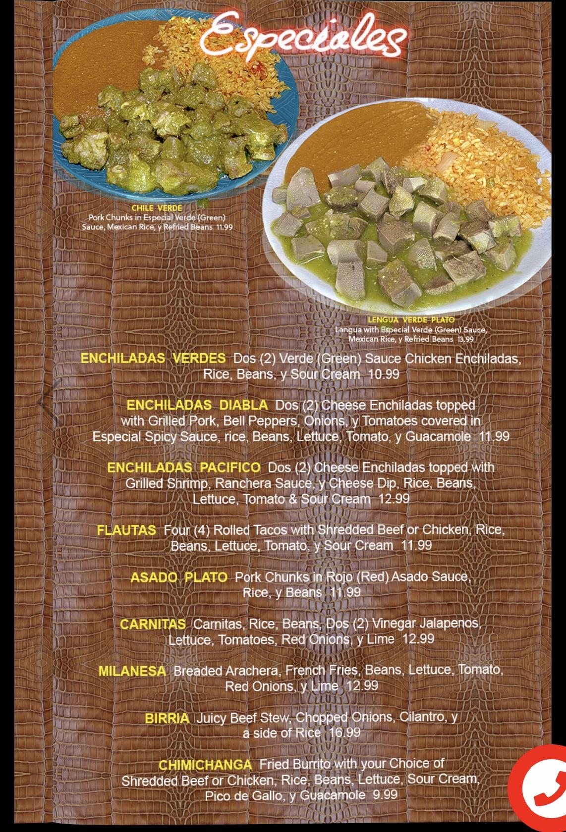 Menu at Campo Azul Mexican Restaurant & Bar, Odessa