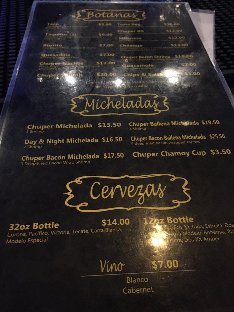 Menu at La Chuperia Cantina pub & bar, Alhambra