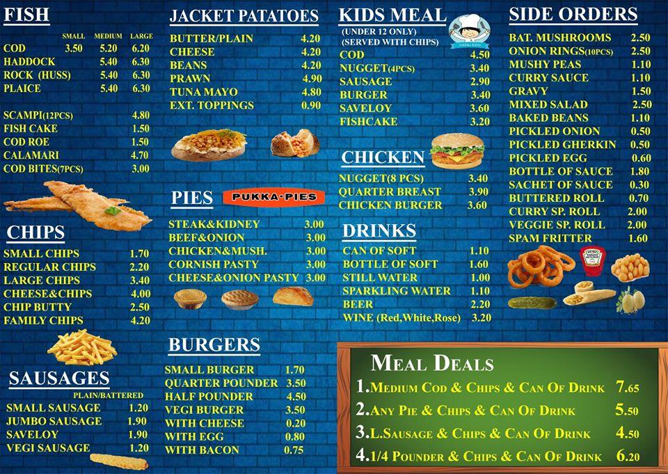 Menu at Skippers Fish Bar & Café, Ashford