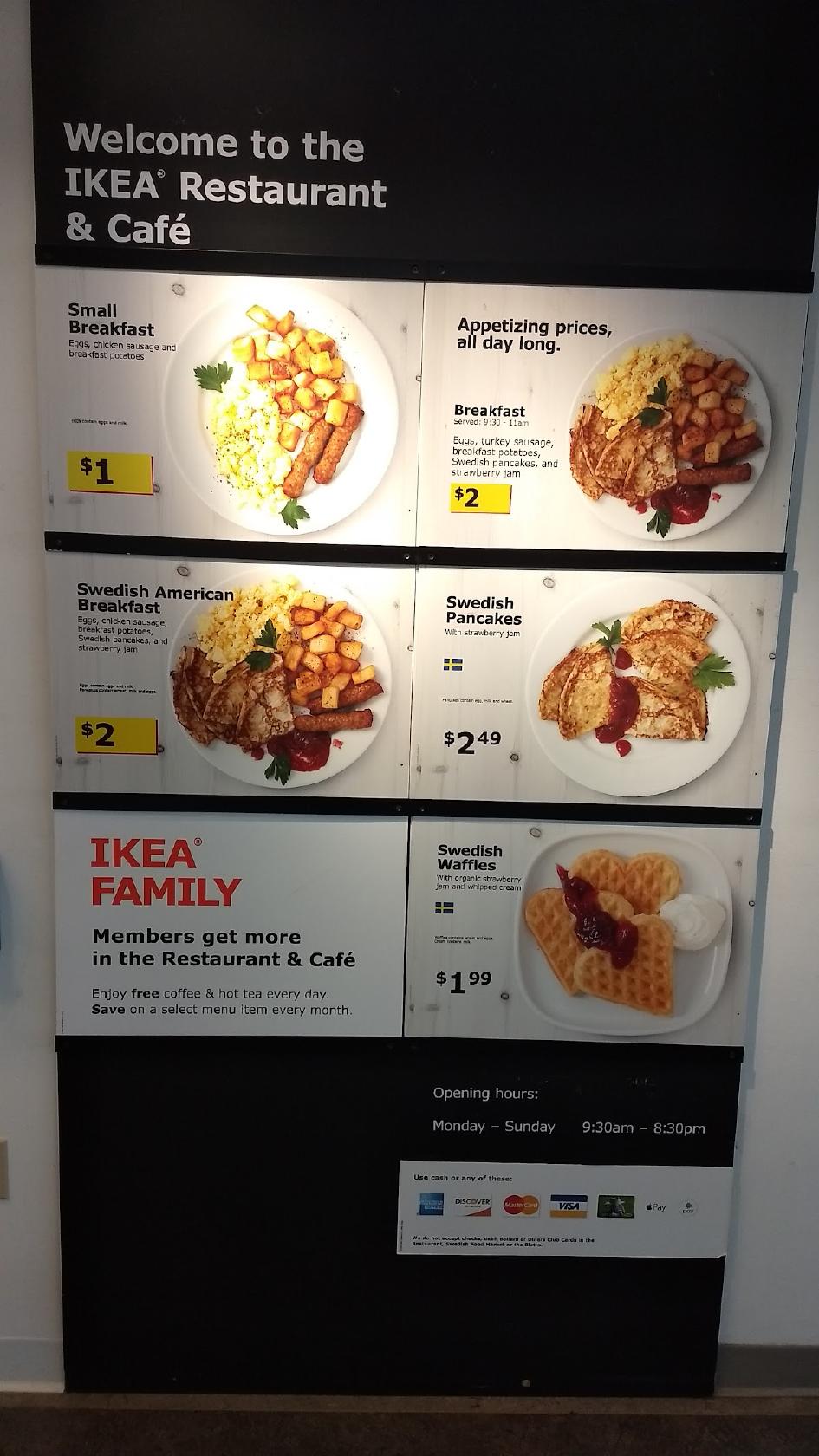 Menu At Ikea Restaurant Charlotte Ikea Blvd