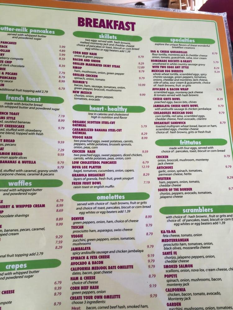 Menu at HoneyJam Cafe (formerly Butterfield's), Oak Brook