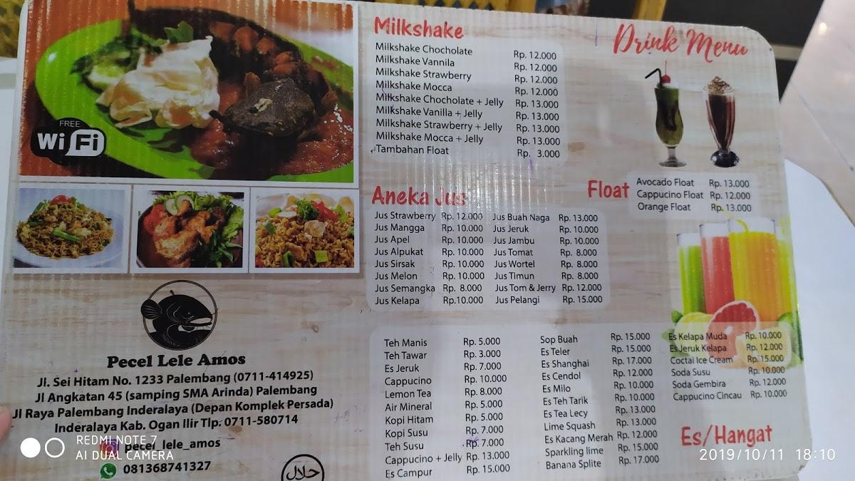 Menu at Pecel Lele Amos restaurant, Palembang, Jl. Sei Hitam No.1233