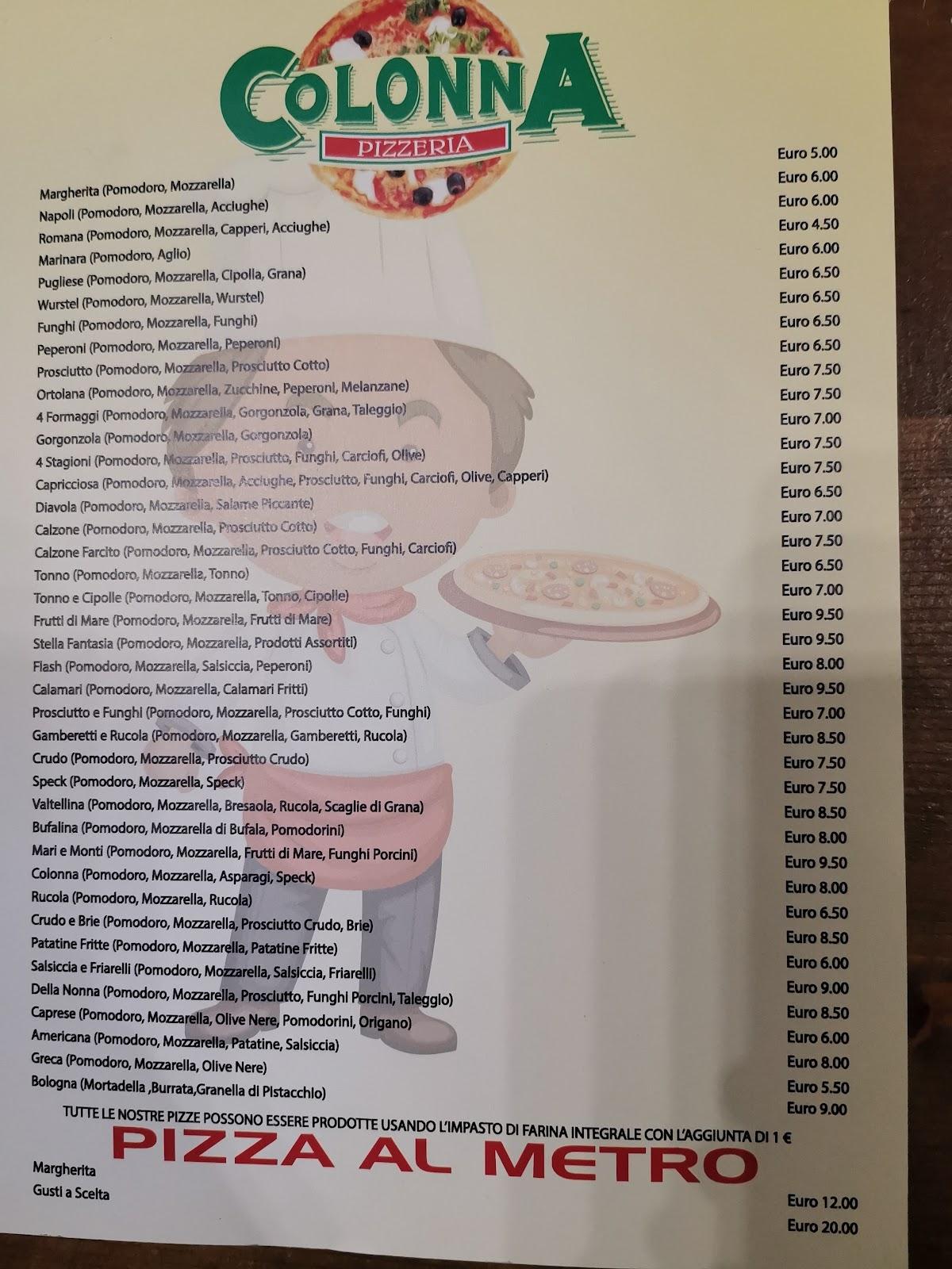 Menu di Pizzeria Colonna di Savu Gabriela 