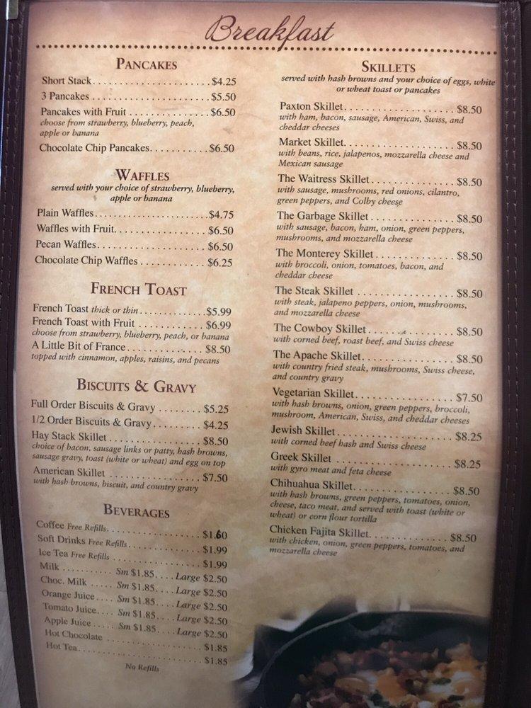 Menu at Arcade Cafe, Paxton