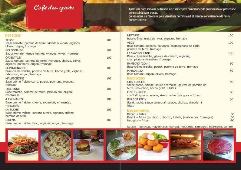 Menu au Café des sports, SavignésurLathan