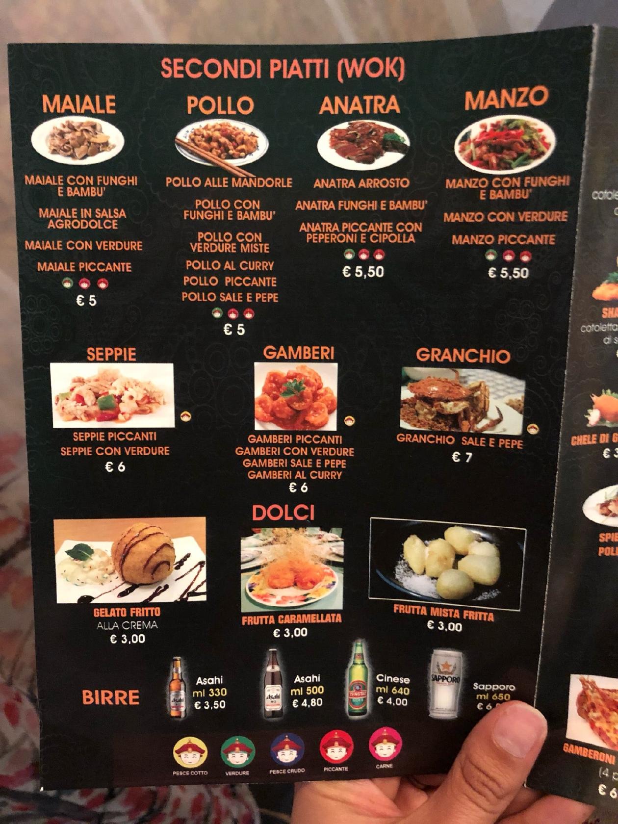 Menu da Ristorante Old Oriente, Pradamano