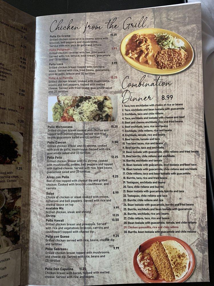 Menu at El patio mexican restaurant, Kirksville